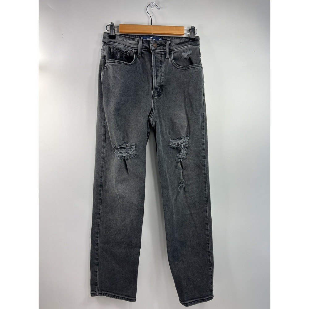 Hollister Jeans Women's Size 3R‎ Gray Distressed Ultra High Waist Button Fly